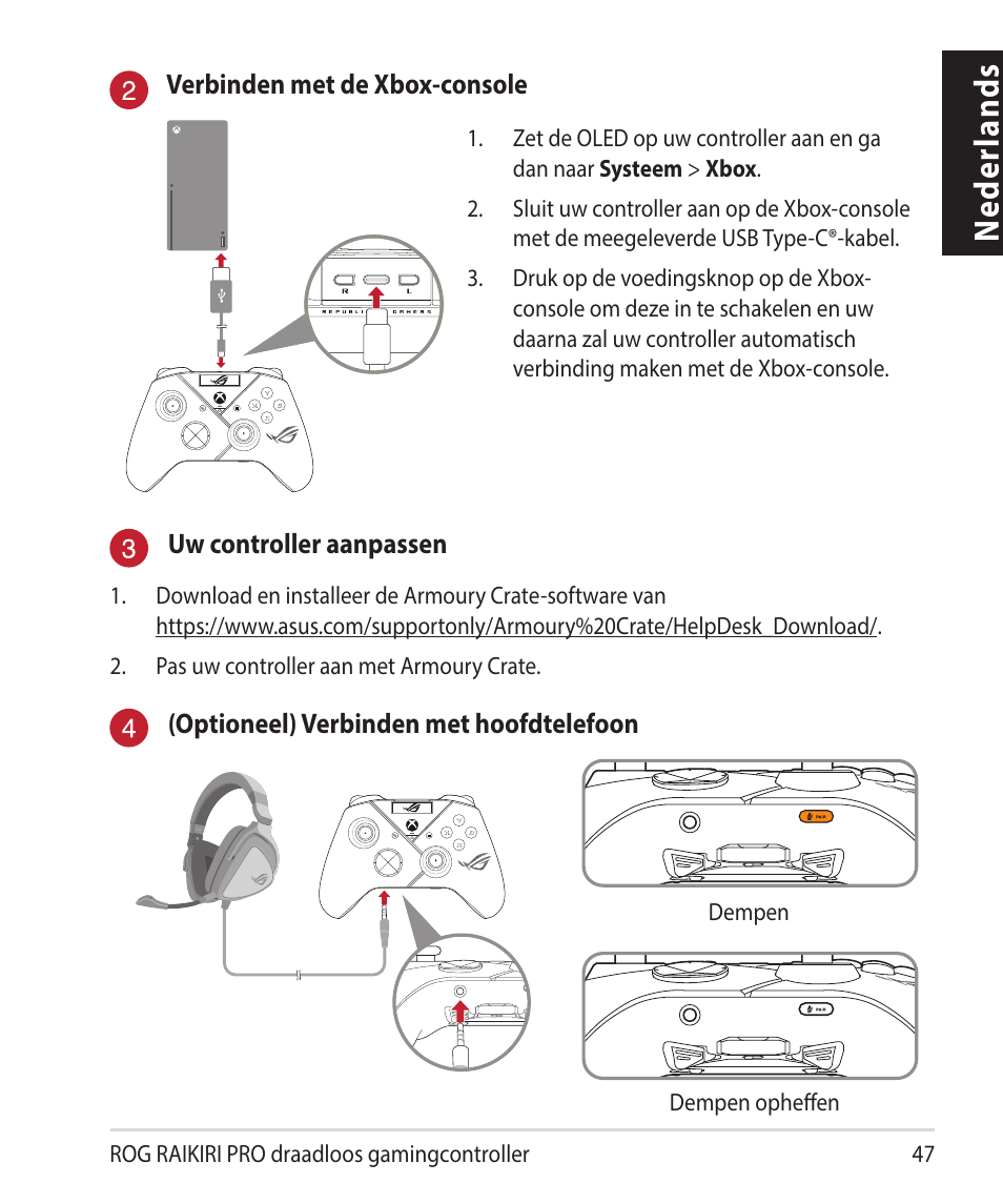 Neder lands n eder lands, Neder lands | Asus ROG Raikiri Pro Gaming Controller User Manual | Page 47 / 150