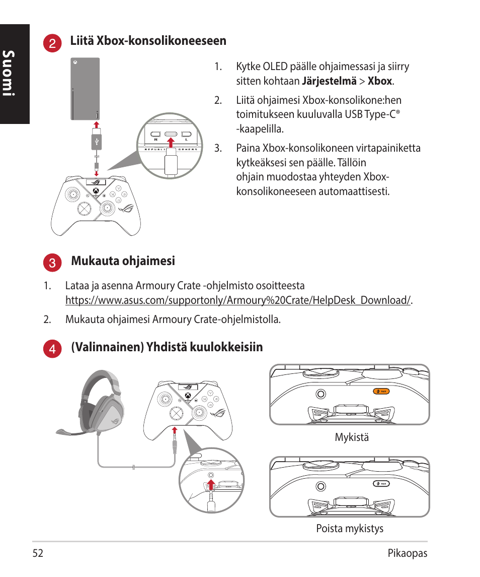 Suomi | Asus ROG Raikiri Pro Gaming Controller User Manual | Page 52 / 150