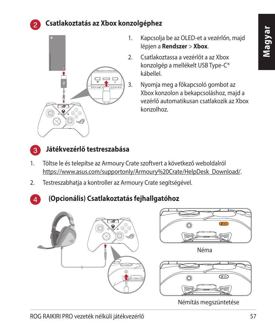 Magy ar | Asus ROG Raikiri Pro Gaming Controller User Manual | Page 57 / 150