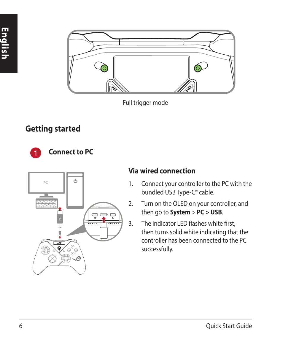 English, Getting started | Asus ROG Raikiri Pro Gaming Controller User Manual | Page 6 / 150