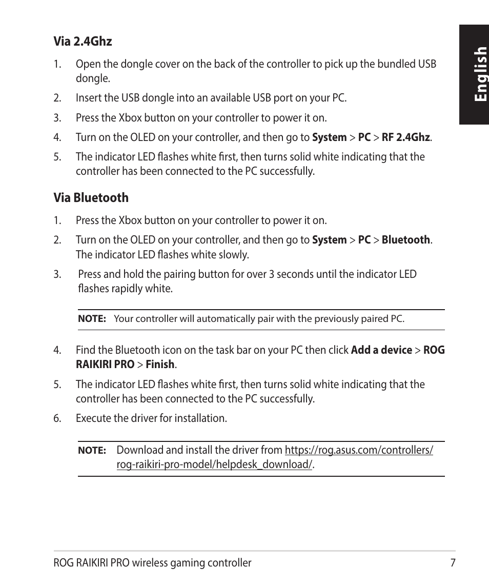 English | Asus ROG Raikiri Pro Gaming Controller User Manual | Page 7 / 150