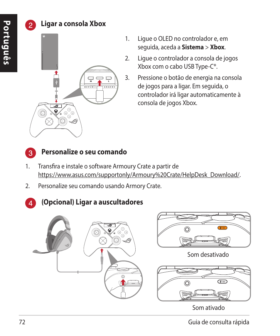 Por tuguês | Asus ROG Raikiri Pro Gaming Controller User Manual | Page 72 / 150