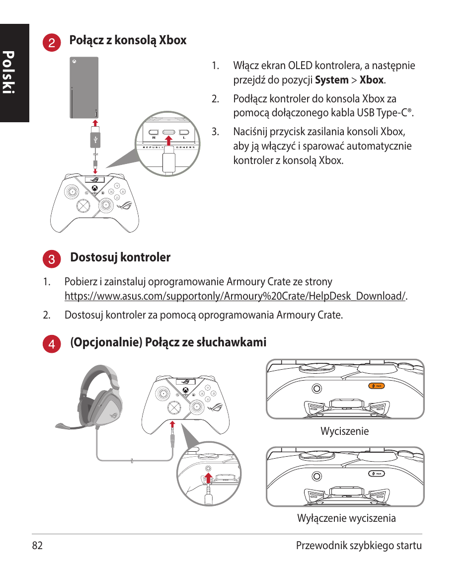 Polsk i | Asus ROG Raikiri Pro Gaming Controller User Manual | Page 82 / 150