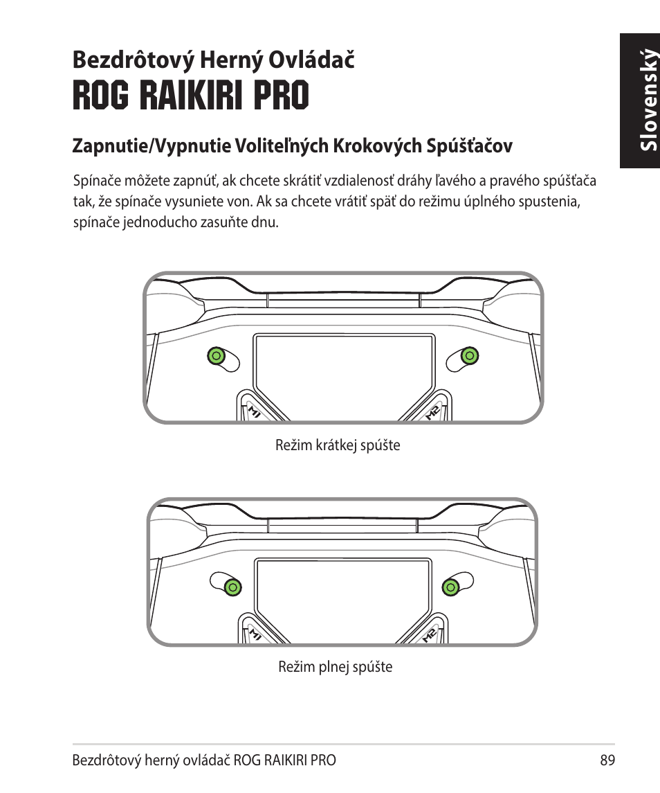 Rog raikiri pro, Bezdrôtový herný ovládač | Asus ROG Raikiri Pro Gaming Controller User Manual | Page 89 / 150