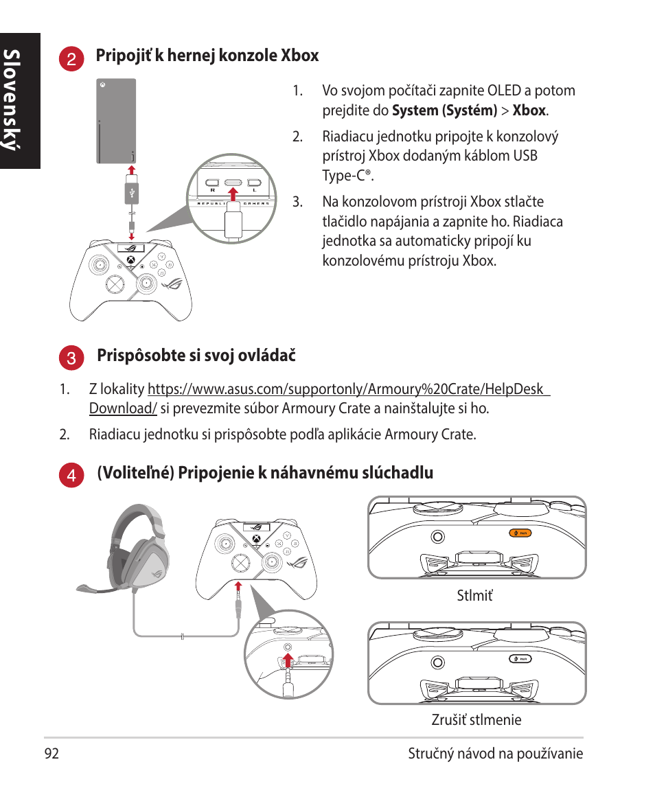 Slo vensk ý | Asus ROG Raikiri Pro Gaming Controller User Manual | Page 92 / 150