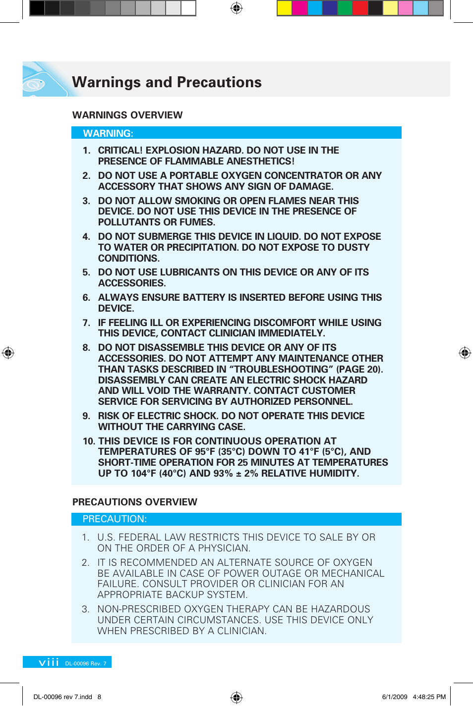 Warnings and precautions | Delphi DL-00183 User Manual | Page 8 / 40