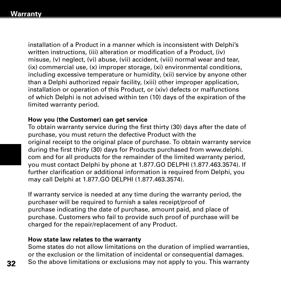 Delphi XM SKYFI3 User Manual | Page 36 / 40