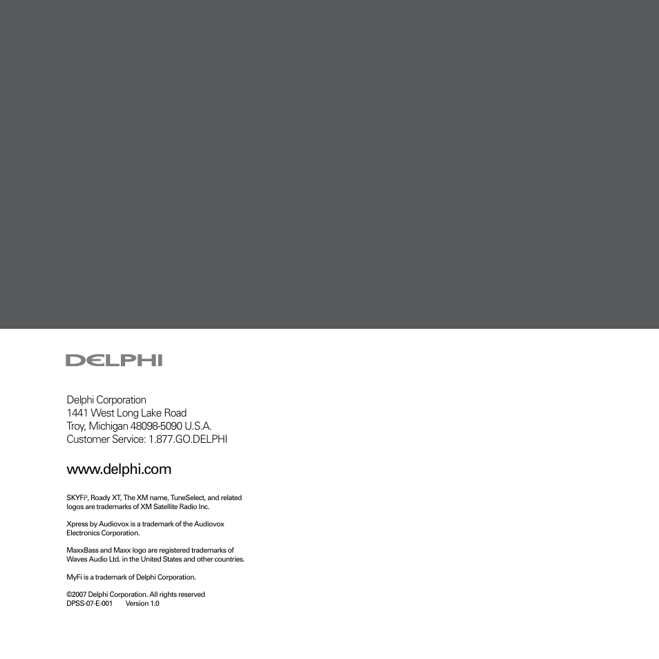 Delphi XM SKYFI3 User Manual | Page 40 / 40