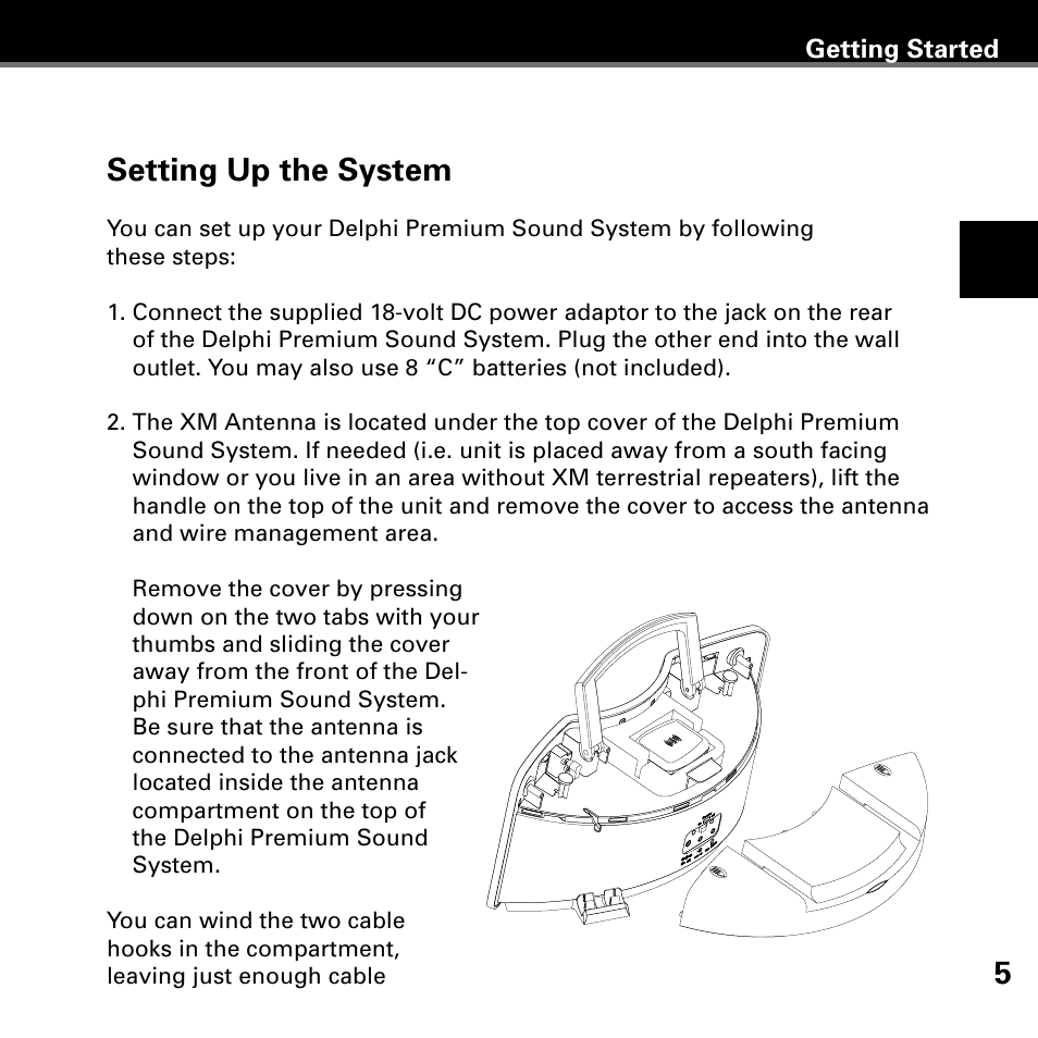 Setting up the system | Delphi XM SKYFI3 User Manual | Page 9 / 40