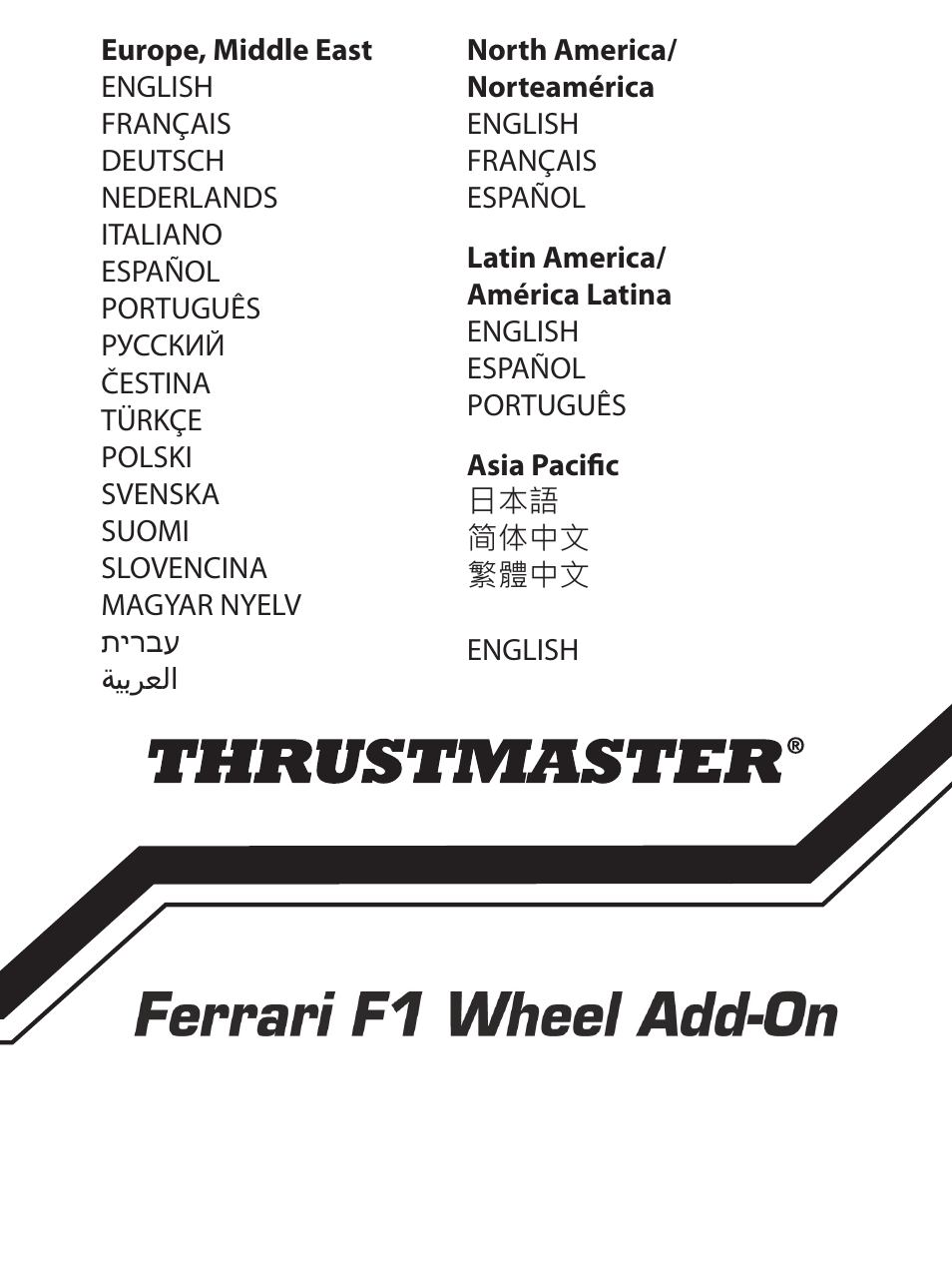 Thrustmaster Ferrari F1 Wheel Add-On User Manual | 8 pages