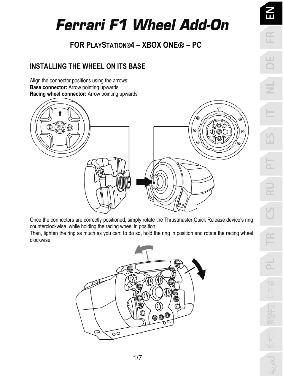 For p, 4 – xbox one  – pc | Thrustmaster Ferrari F1 Wheel Add-On User Manual | Page 2 / 8