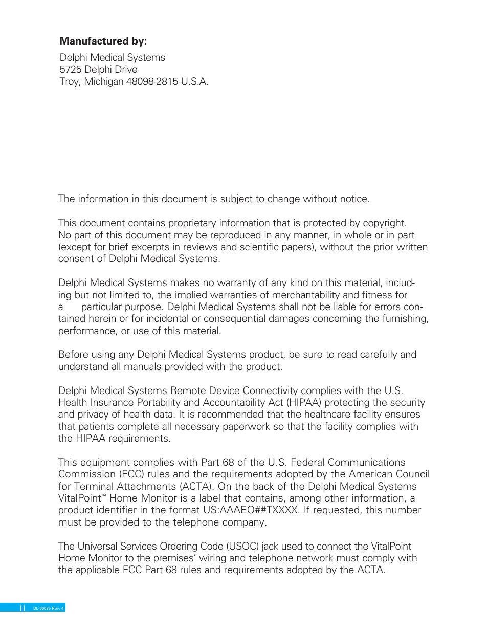 Ce0086 | Delphi VITALPOINT II DL-00035 User Manual | Page 2 / 40