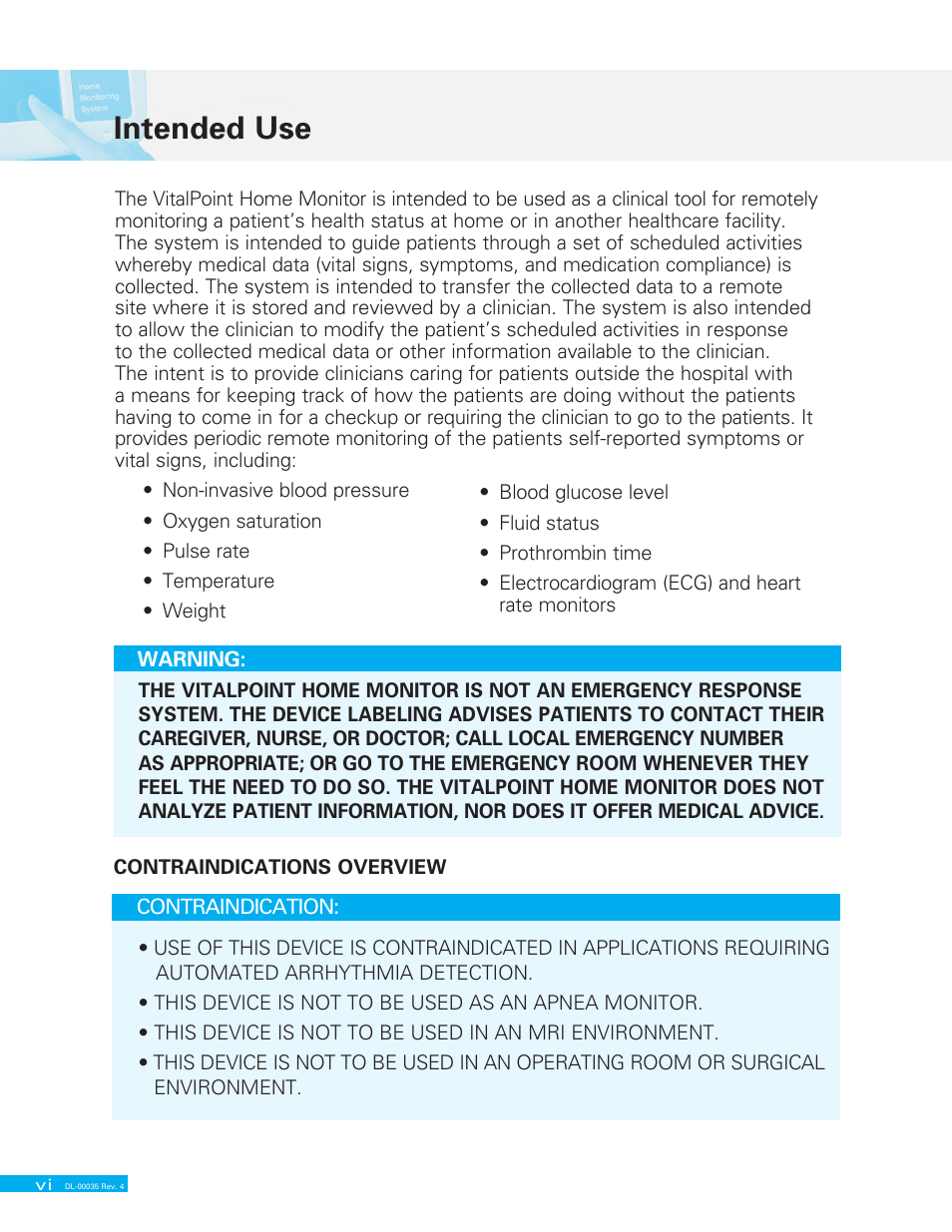 Intended use | Delphi VITALPOINT II DL-00035 User Manual | Page 6 / 40