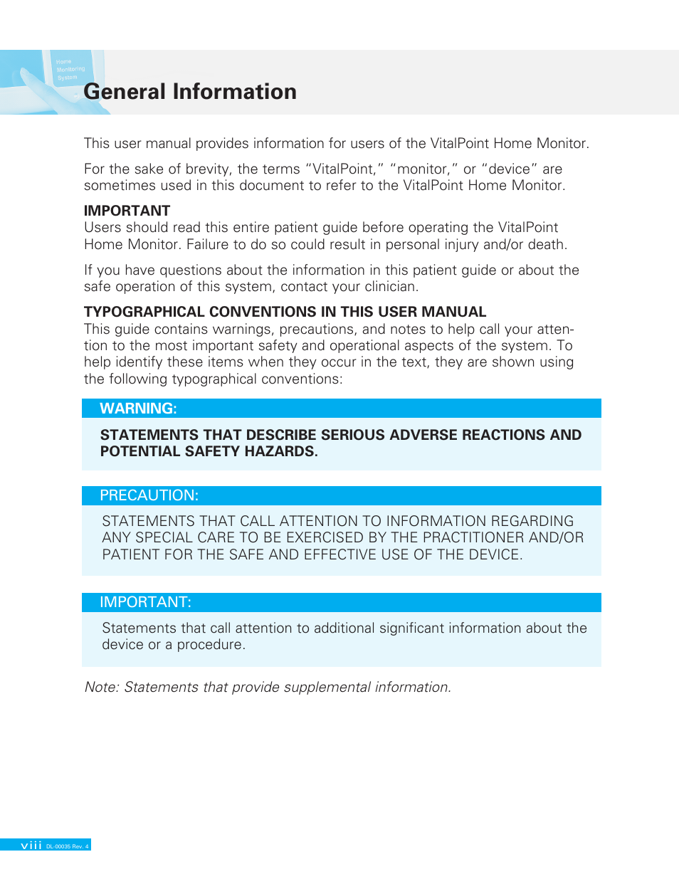 General information | Delphi VITALPOINT II DL-00035 User Manual | Page 8 / 40