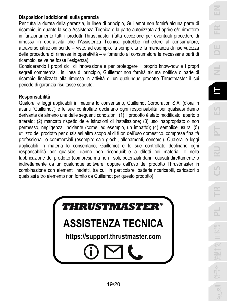 Assistenza tecnica | Thrustmaster TCA Yoke Boeing Edition Flight Stick User Manual | Page 100 / 415