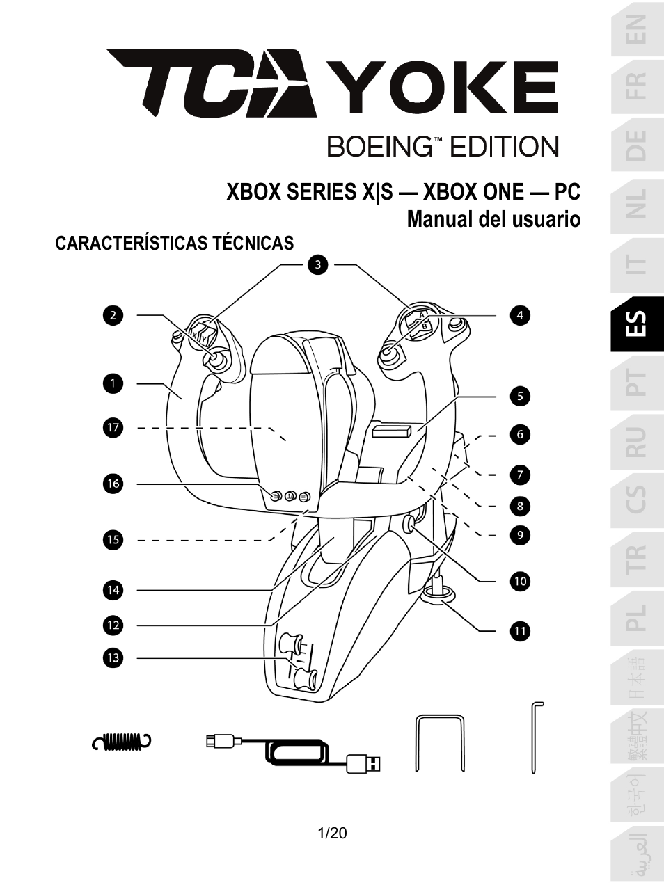 06_esp_tca_yoke_boeing_edition, Español, Xbox series x|s — xbox one — pc manual del usuario | Thrustmaster TCA Yoke Boeing Edition Flight Stick User Manual | Page 102 / 415