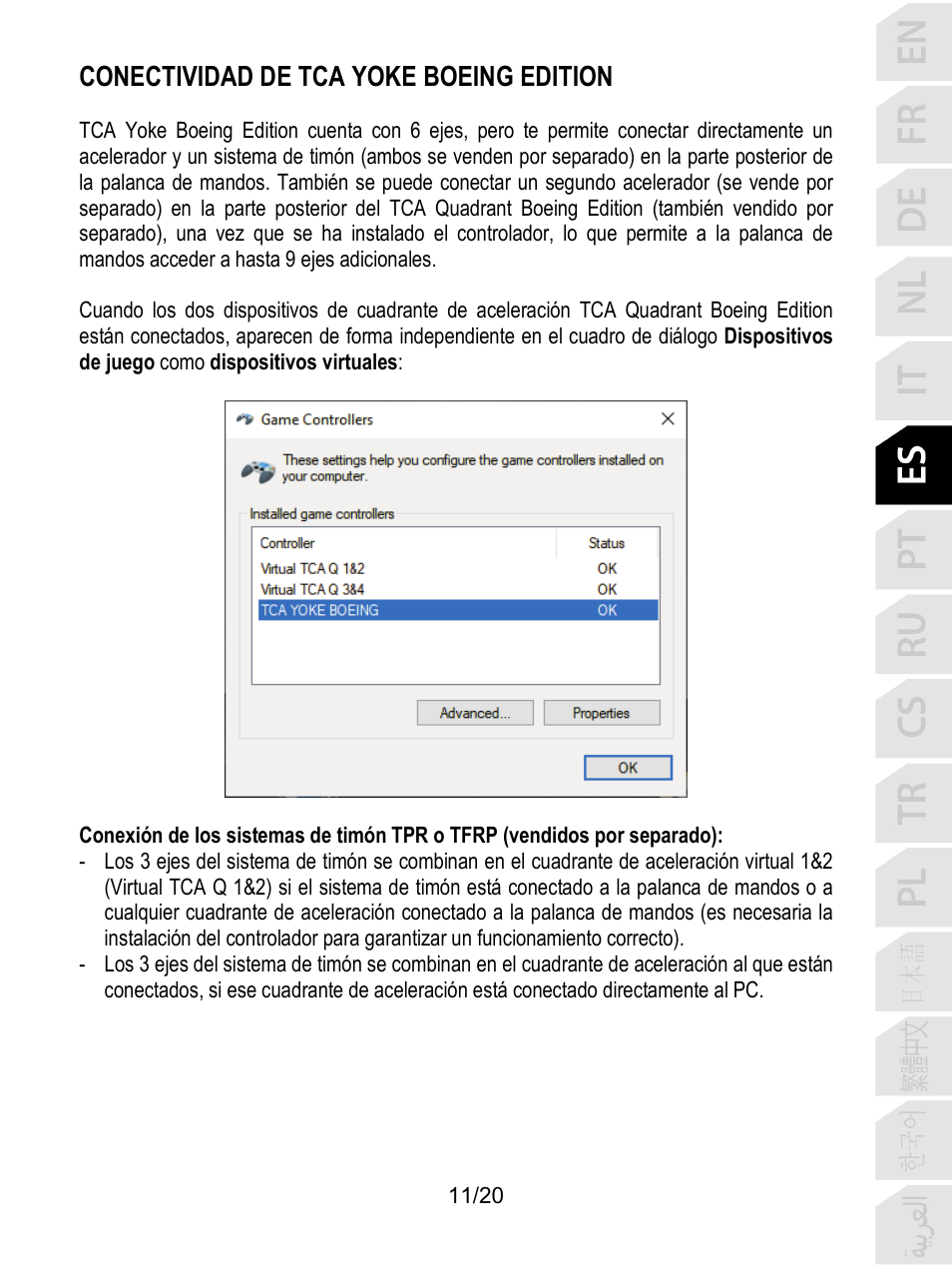 Conectividad de tca yoke boeing edition | Thrustmaster TCA Yoke Boeing Edition Flight Stick User Manual | Page 112 / 415