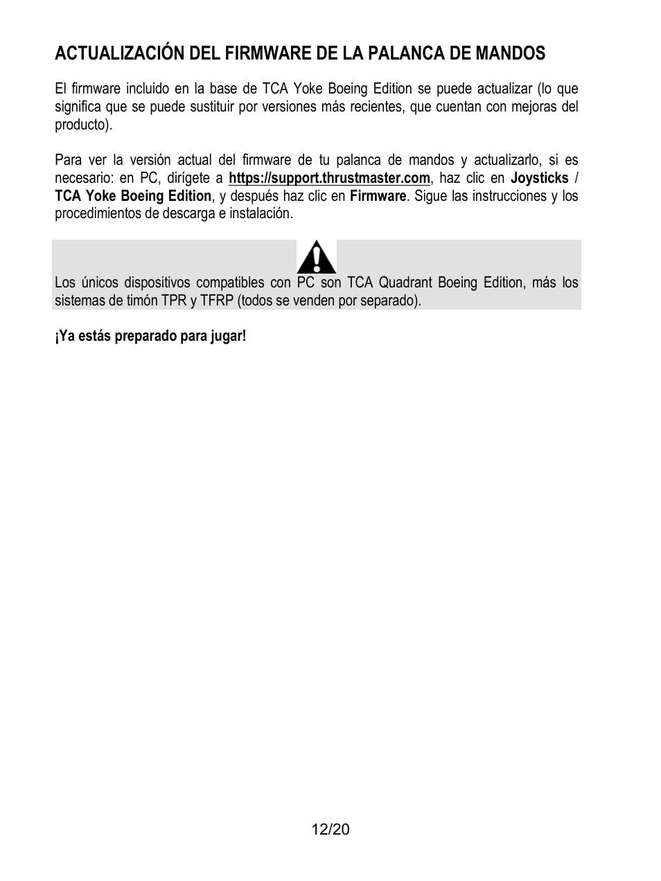 Actualización del firmware de la palanca de mandos | Thrustmaster TCA Yoke Boeing Edition Flight Stick User Manual | Page 113 / 415