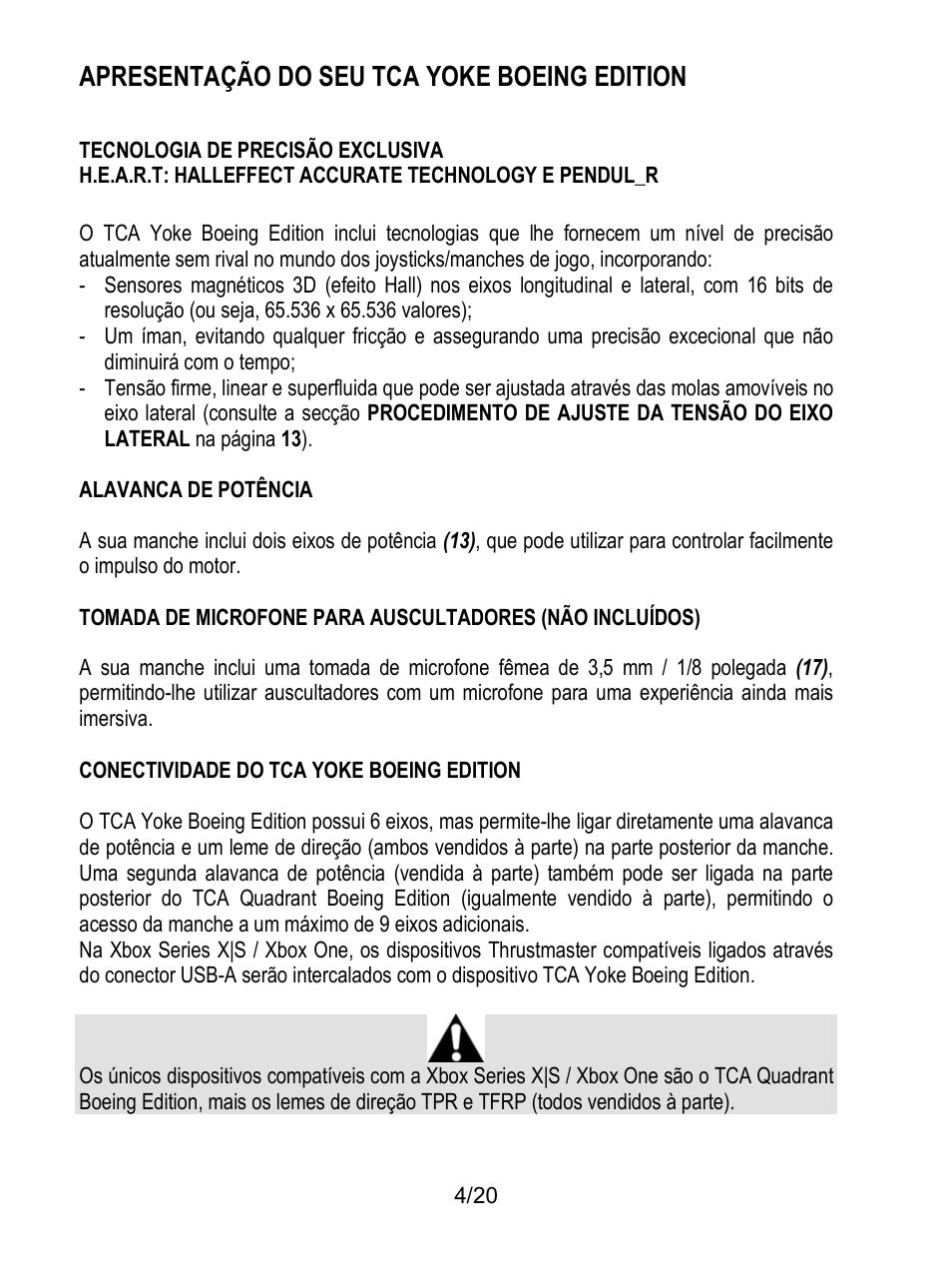 Apresentação do seu tca yoke boeing edition | Thrustmaster TCA Yoke Boeing Edition Flight Stick User Manual | Page 125 / 415