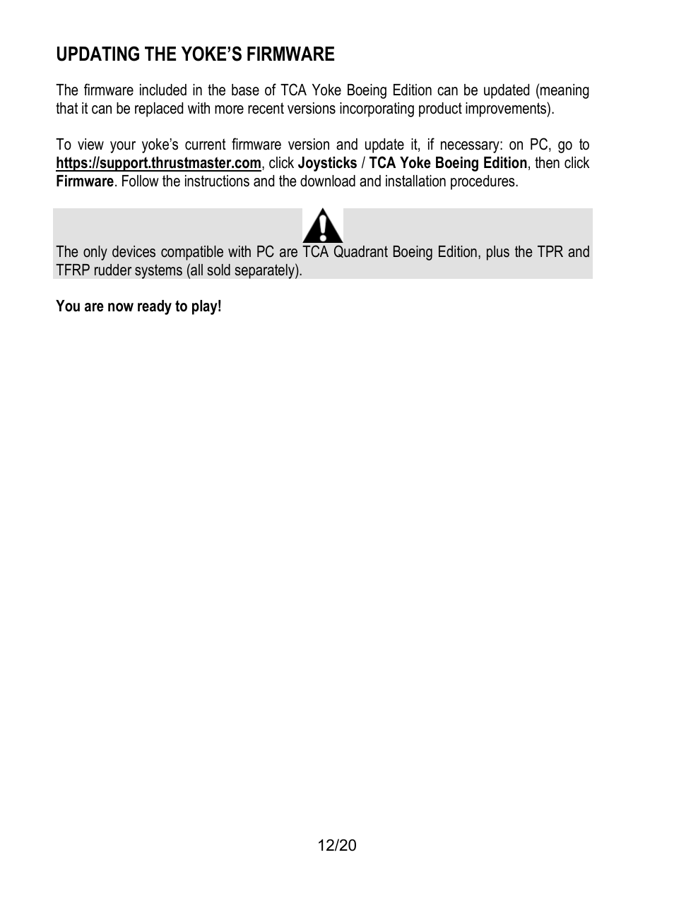 Updating the yoke’s firmware | Thrustmaster TCA Yoke Boeing Edition Flight Stick User Manual | Page 13 / 415