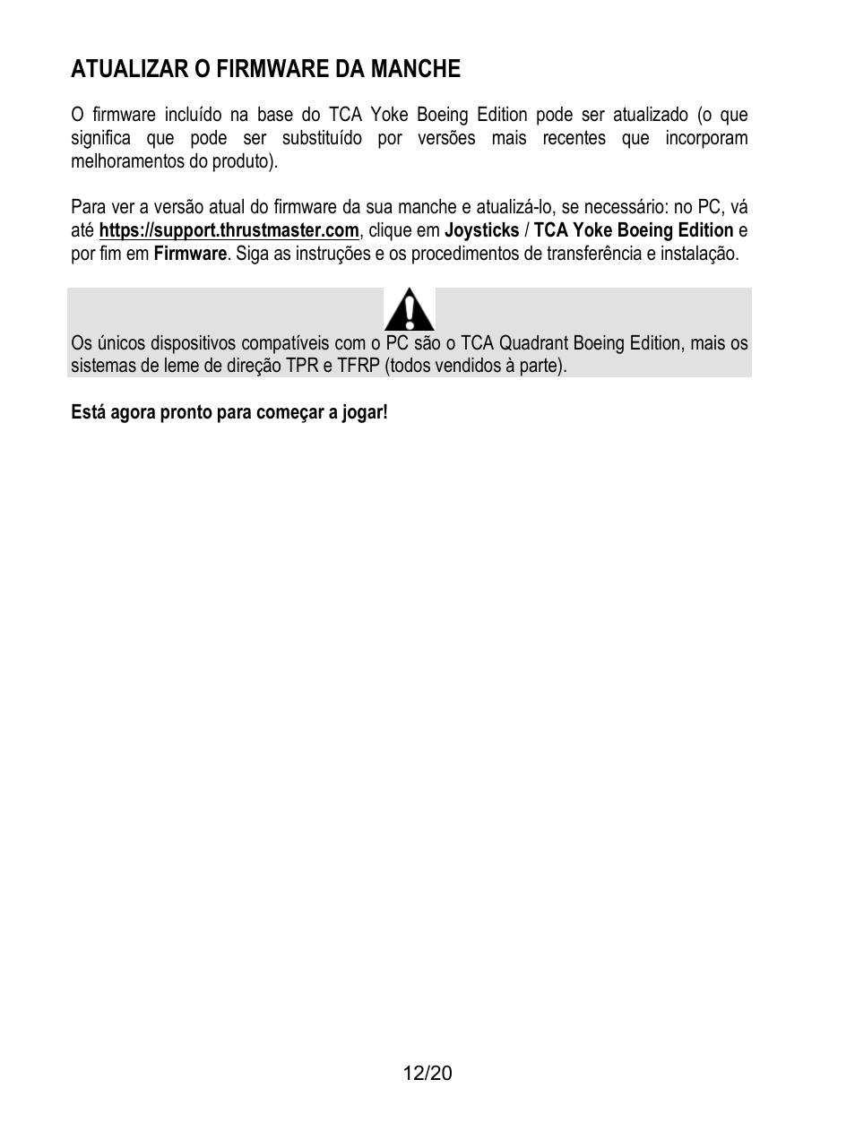 Atualizar o firmware da manche | Thrustmaster TCA Yoke Boeing Edition Flight Stick User Manual | Page 133 / 415