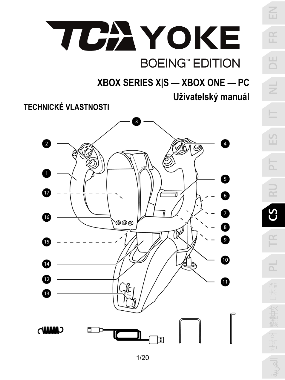 09_cze_tca_yoke_boeing_edition, Čestina, Xbox series x|s — xbox one — pc uživatelský manuál | Thrustmaster TCA Yoke Boeing Edition Flight Stick User Manual | Page 162 / 415