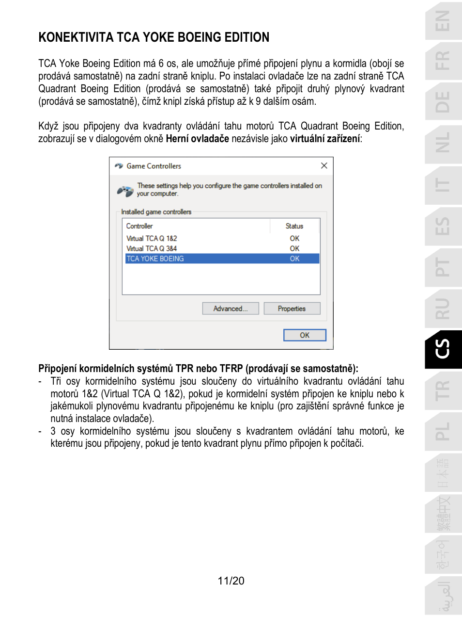 Konektivita tca yoke boeing edition | Thrustmaster TCA Yoke Boeing Edition Flight Stick User Manual | Page 172 / 415