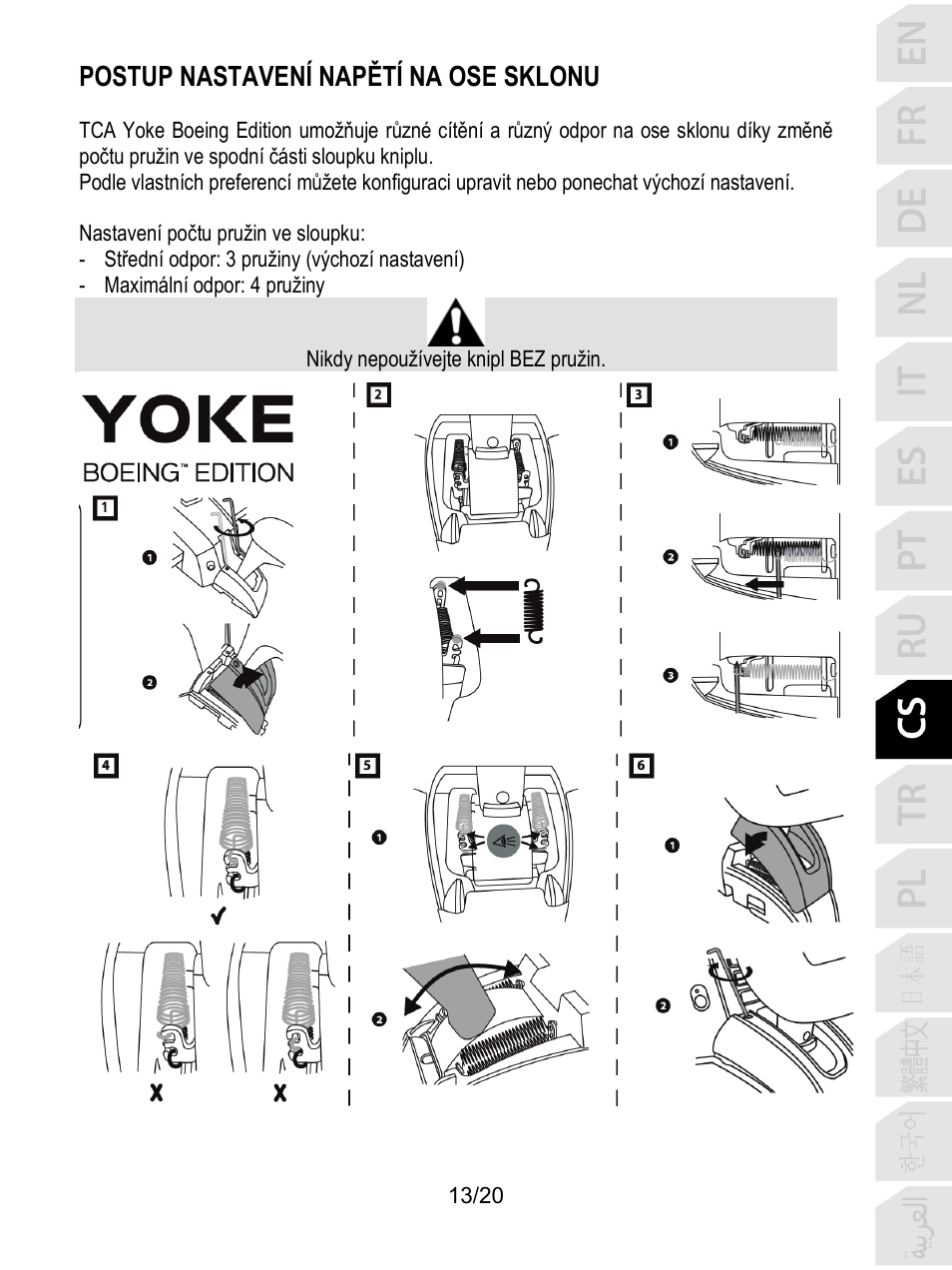 Postup nastavení napětí na ose sklonu | Thrustmaster TCA Yoke Boeing Edition Flight Stick User Manual | Page 174 / 415