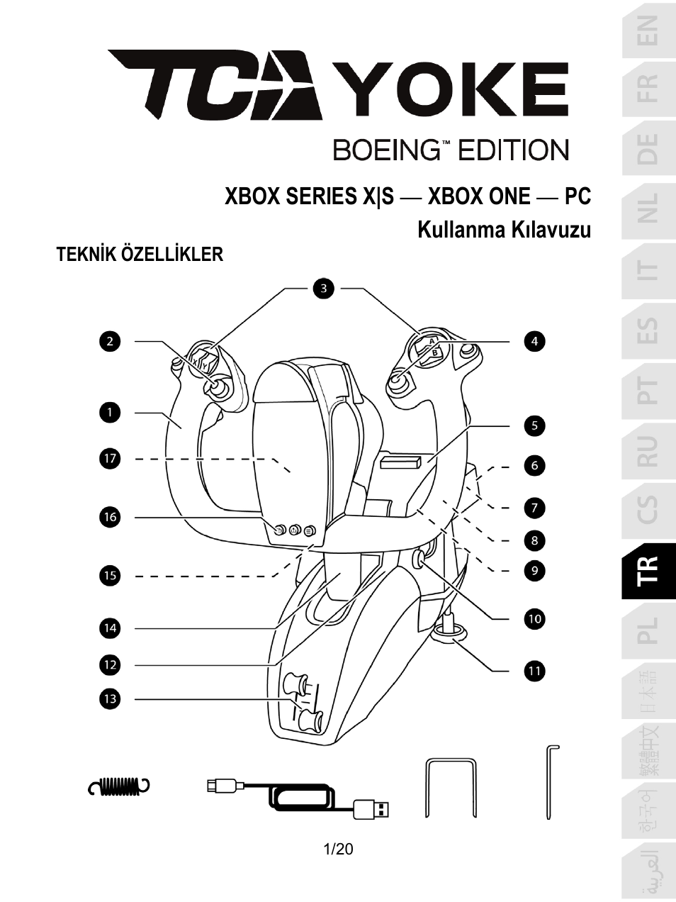 10_tur_tca_yoke_boeing_edition, Türkçe, Xbox series x|s | Xbox one, Pc kullanma kılavuzu | Thrustmaster TCA Yoke Boeing Edition Flight Stick User Manual | Page 182 / 415