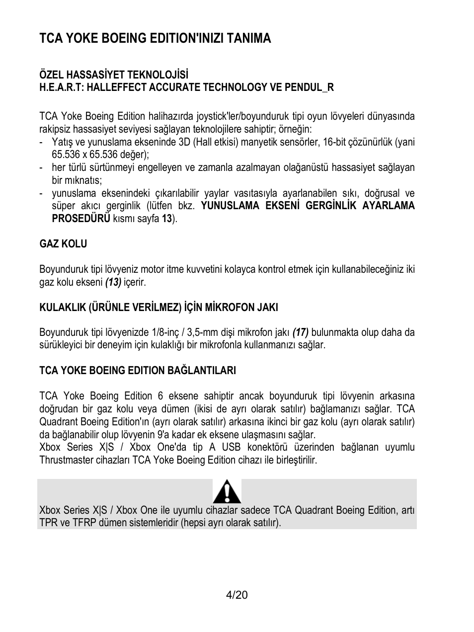 Tca yoke boeing edition'inizi tanima | Thrustmaster TCA Yoke Boeing Edition Flight Stick User Manual | Page 185 / 415