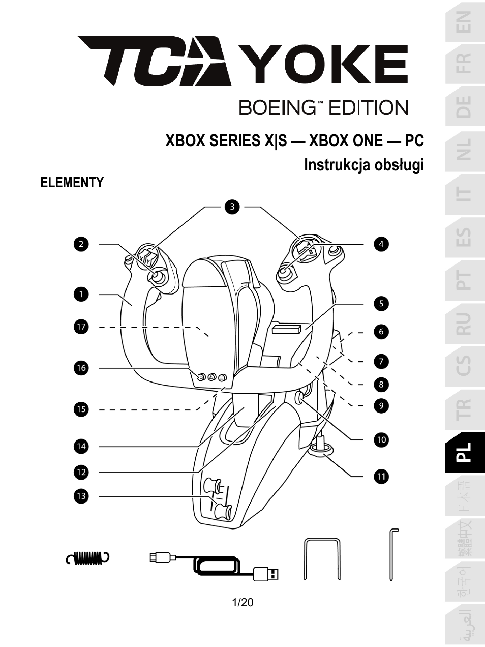 11_pol_tca_yoke_boeing_edition, Polski, Xbox series x|s — xbox one — pc instrukcja obsługi | Elementy | Thrustmaster TCA Yoke Boeing Edition Flight Stick User Manual | Page 202 / 415