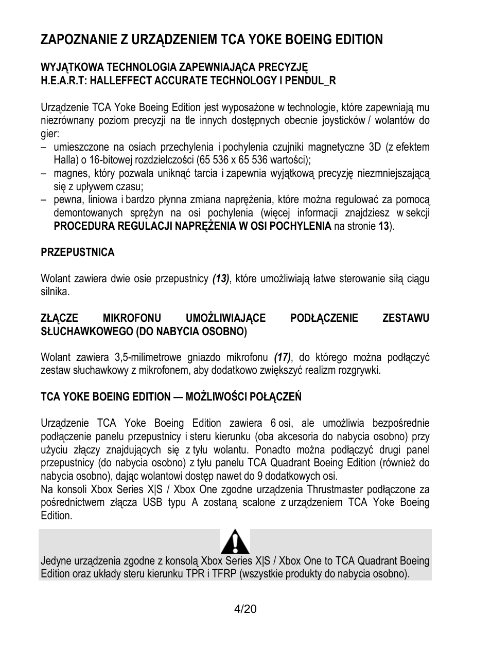 Zapoznanie z urządzeniem tca yoke boeing edition | Thrustmaster TCA Yoke Boeing Edition Flight Stick User Manual | Page 205 / 415