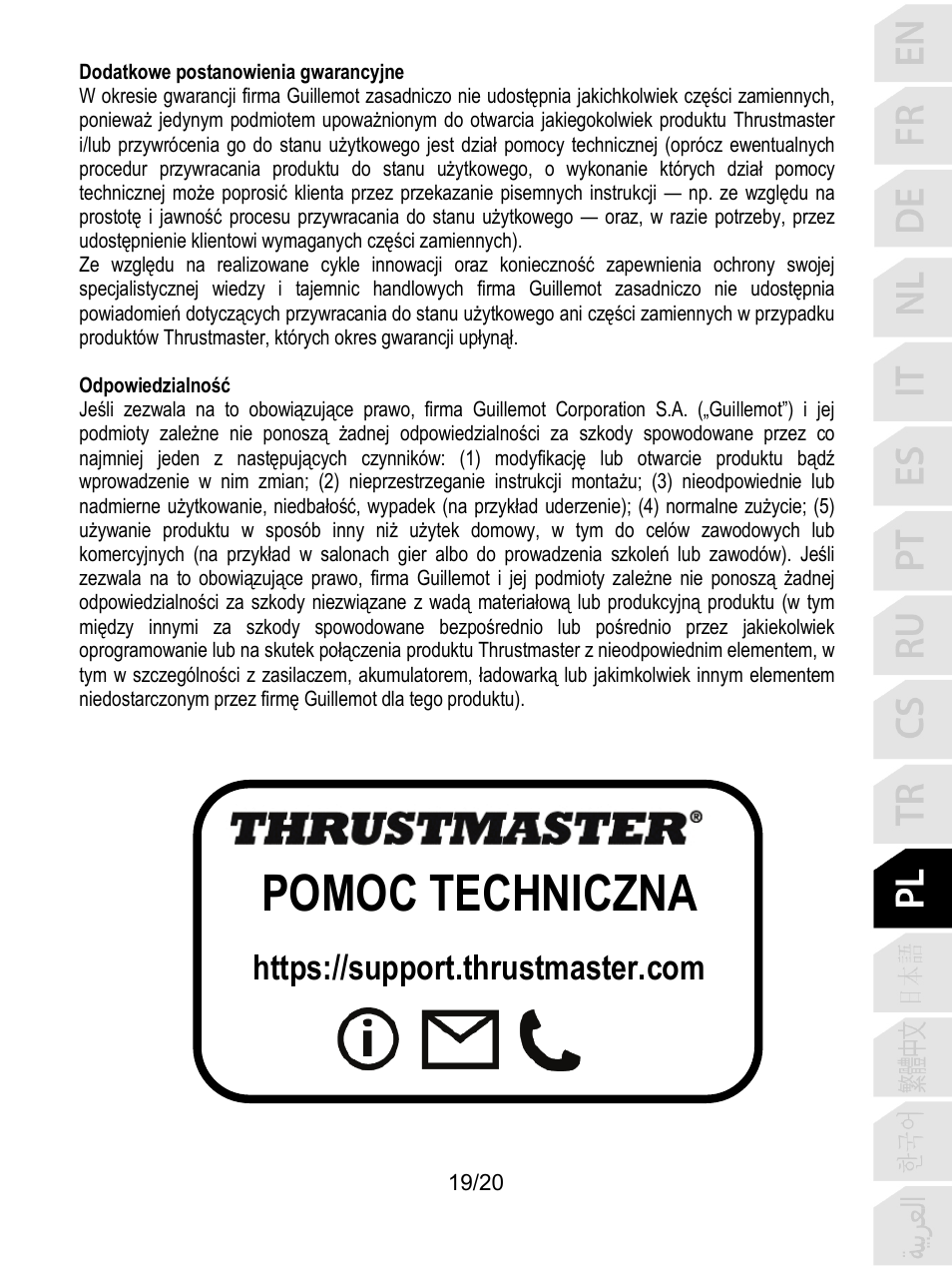 Pomoc techniczna | Thrustmaster TCA Yoke Boeing Edition Flight Stick User Manual | Page 220 / 415