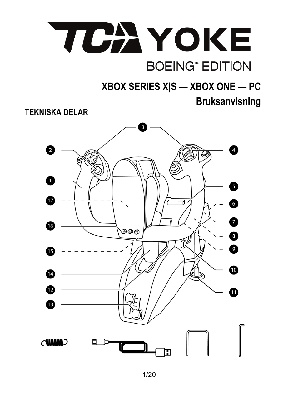 16_sv_tca_yoke_boeing_edition, Svenska, Xbox series x|s — xbox one — pc bruksanvisning | Thrustmaster TCA Yoke Boeing Edition Flight Stick User Manual | Page 298 / 415