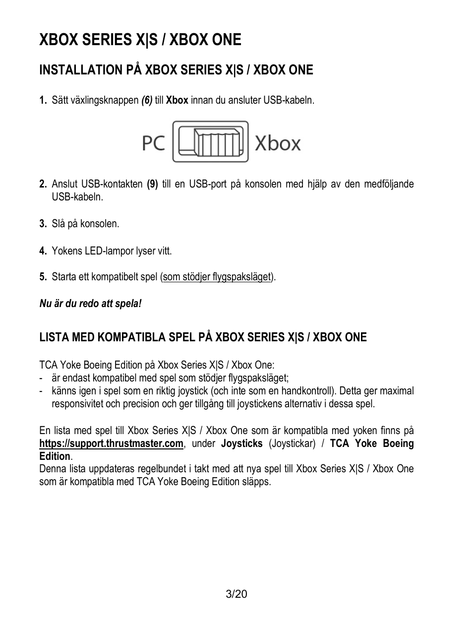 Xbox series x|s / xbox one, Installation på xbox series x|s / xbox one | Thrustmaster TCA Yoke Boeing Edition Flight Stick User Manual | Page 300 / 415