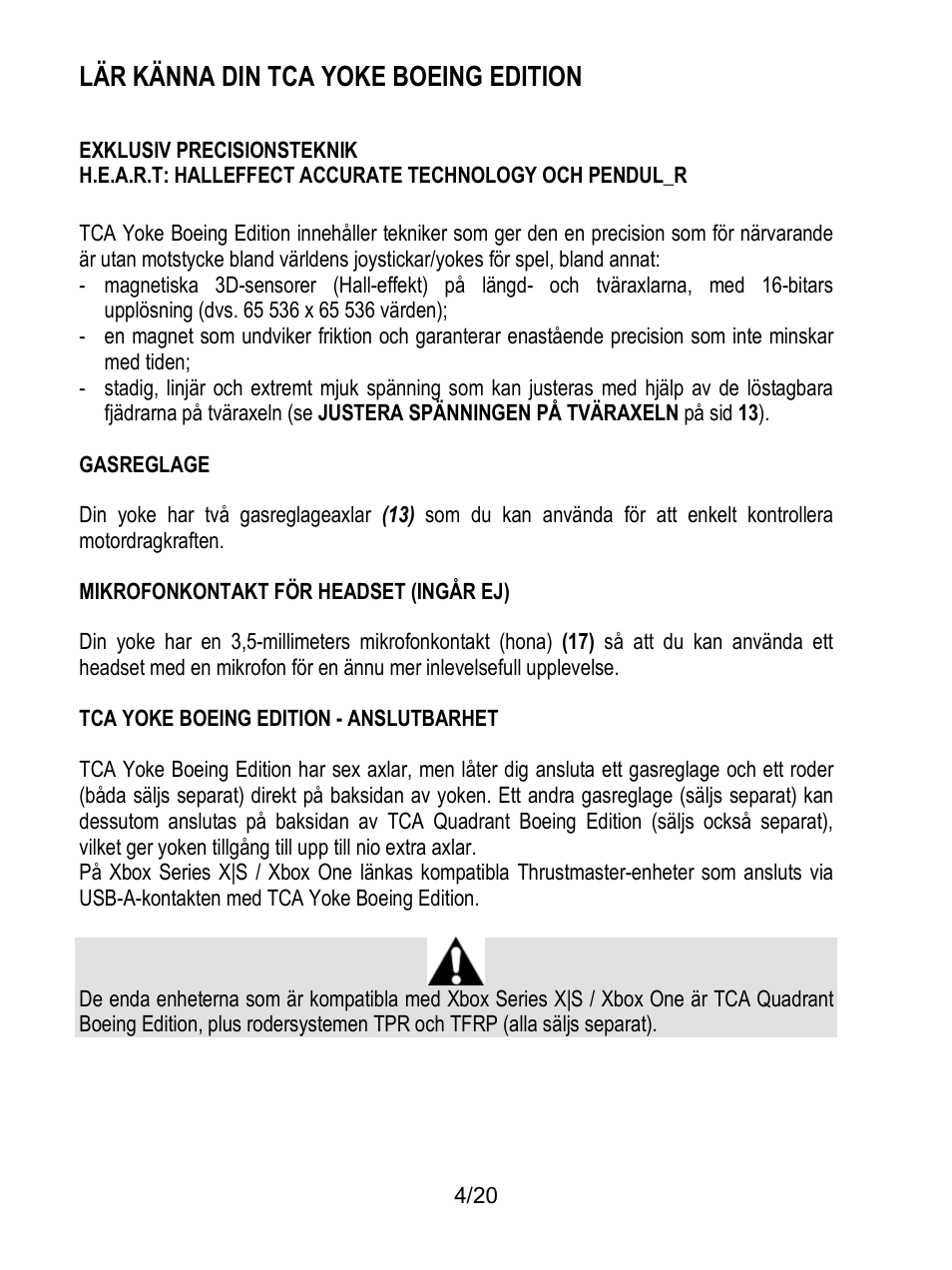 Lär känna din tca yoke boeing edition | Thrustmaster TCA Yoke Boeing Edition Flight Stick User Manual | Page 301 / 415