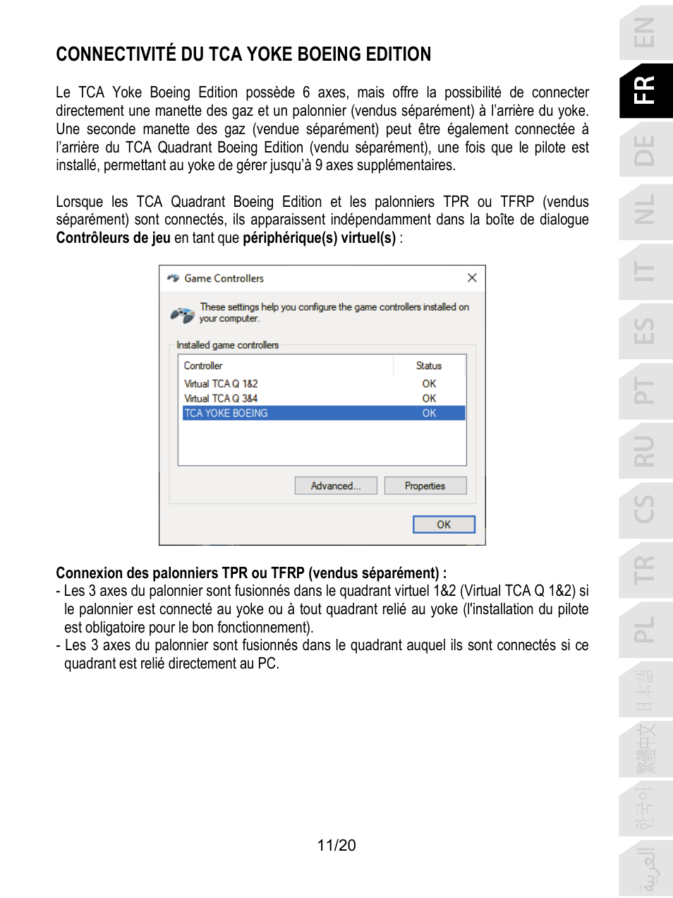 Connectivité du tca yoke boeing edition | Thrustmaster TCA Yoke Boeing Edition Flight Stick User Manual | Page 32 / 415