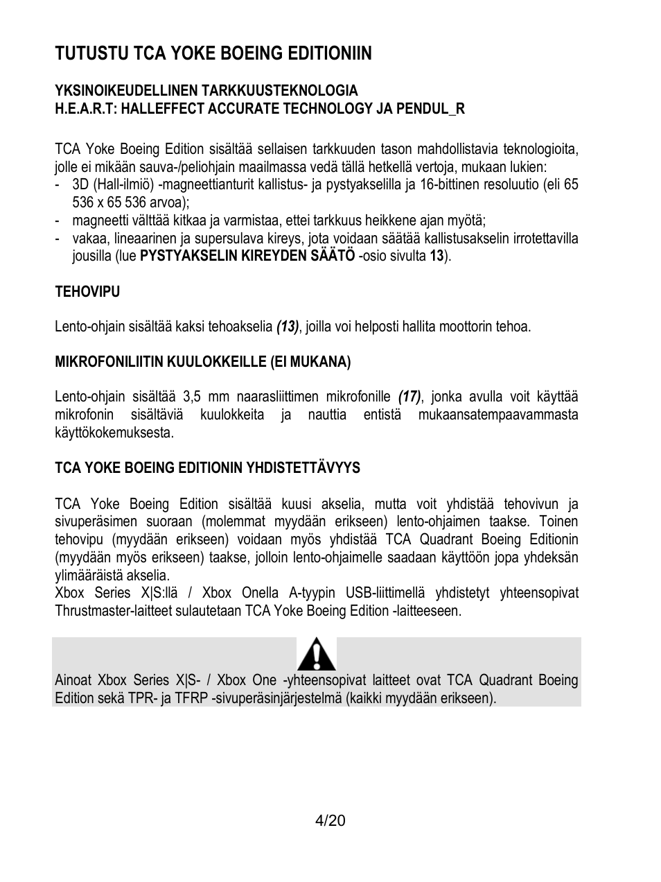 Tutustu tca yoke boeing editioniin | Thrustmaster TCA Yoke Boeing Edition Flight Stick User Manual | Page 321 / 415