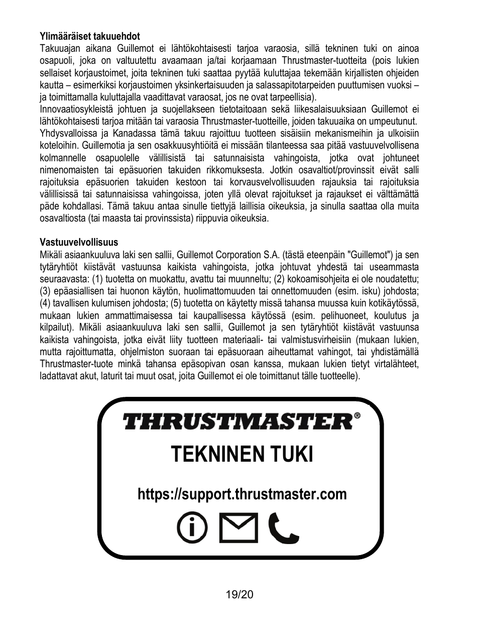 Tekninen tuki | Thrustmaster TCA Yoke Boeing Edition Flight Stick User Manual | Page 336 / 415