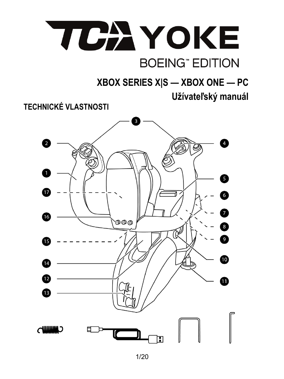 18_sk_tca_yoke_boeing_edition, Slovencina, Xbox series x|s — xbox one — pc užívateľský manuál | Thrustmaster TCA Yoke Boeing Edition Flight Stick User Manual | Page 338 / 415