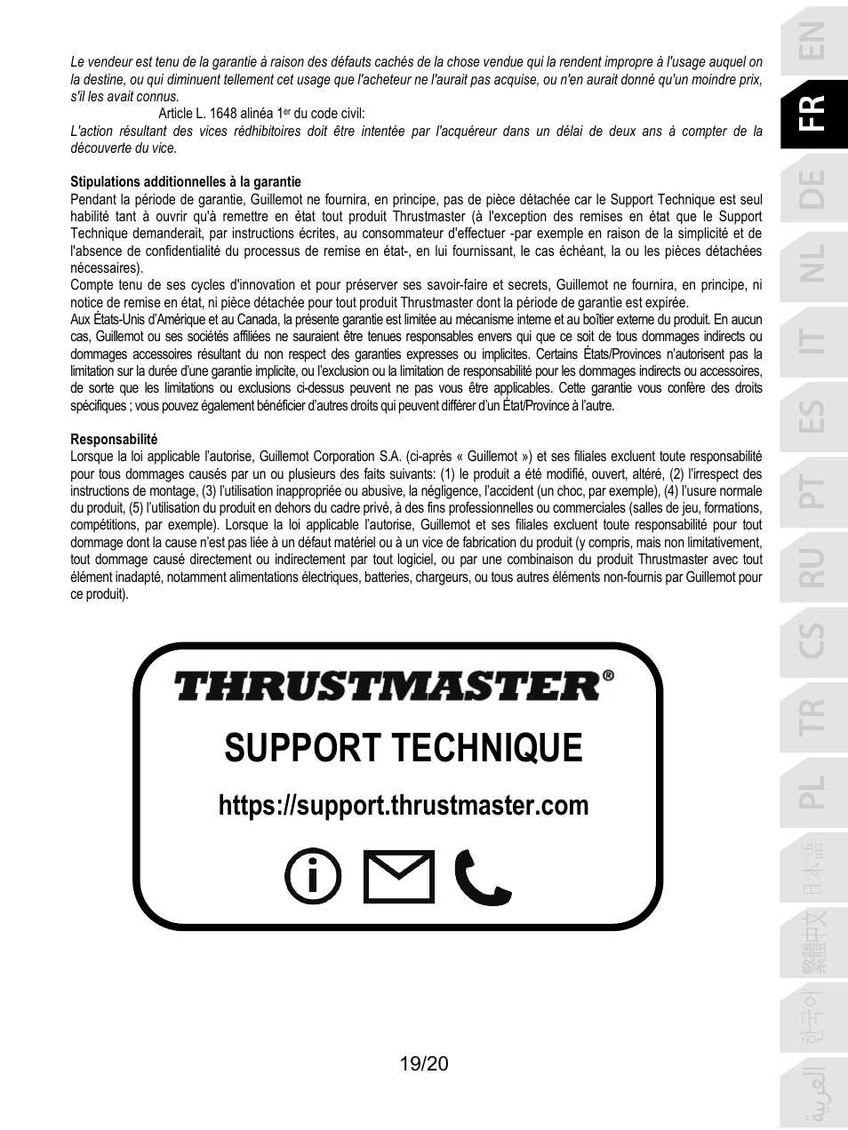 Support technique | Thrustmaster TCA Yoke Boeing Edition Flight Stick User Manual | Page 40 / 415