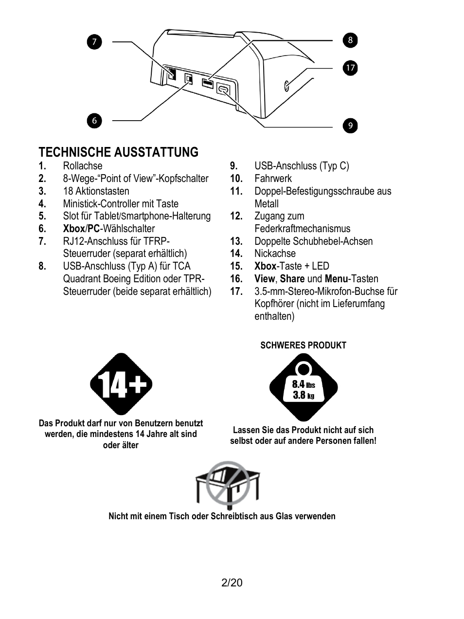 Technische ausstattung | Thrustmaster TCA Yoke Boeing Edition Flight Stick User Manual | Page 43 / 415