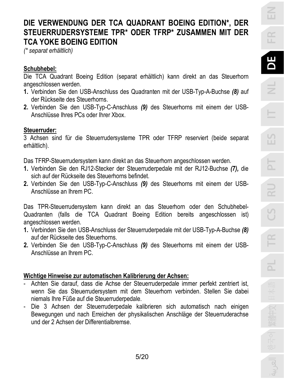 Thrustmaster TCA Yoke Boeing Edition Flight Stick User Manual | Page 46 / 415