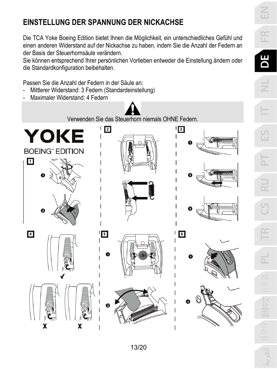 Einstellung der spannung der nickachse | Thrustmaster TCA Yoke Boeing Edition Flight Stick User Manual | Page 54 / 415