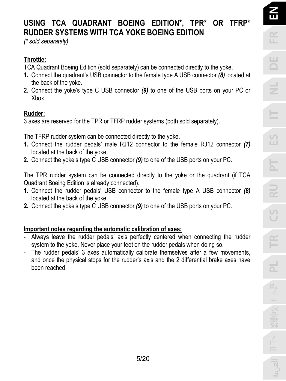 Thrustmaster TCA Yoke Boeing Edition Flight Stick User Manual | Page 6 / 415