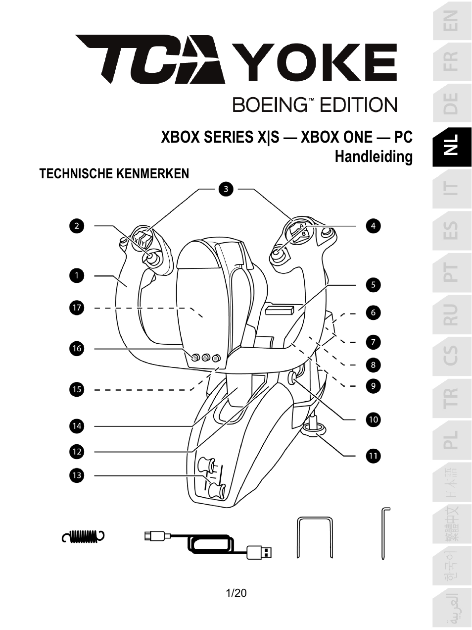 04_ned_tca_yoke_boeing_edition, Nederlands, Xbox series x|s — xbox one — pc handleiding | Thrustmaster TCA Yoke Boeing Edition Flight Stick User Manual | Page 62 / 415