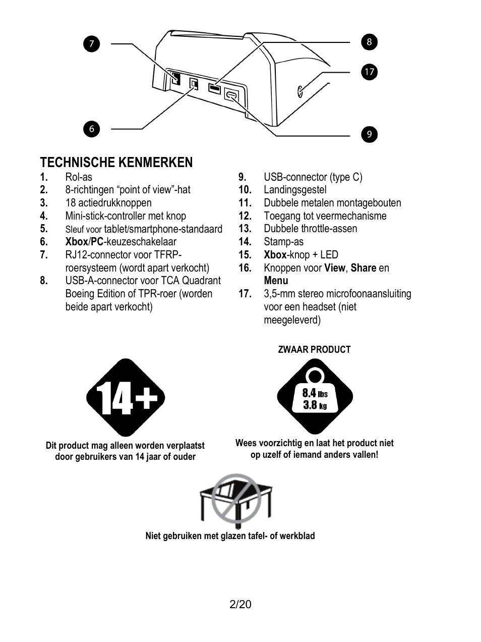 Technische kenmerken | Thrustmaster TCA Yoke Boeing Edition Flight Stick User Manual | Page 63 / 415