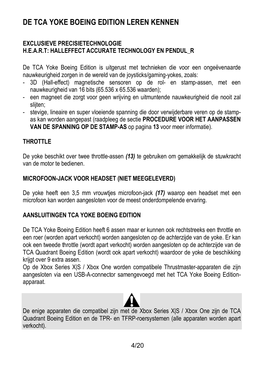 De tca yoke boeing edition leren kennen | Thrustmaster TCA Yoke Boeing Edition Flight Stick User Manual | Page 65 / 415