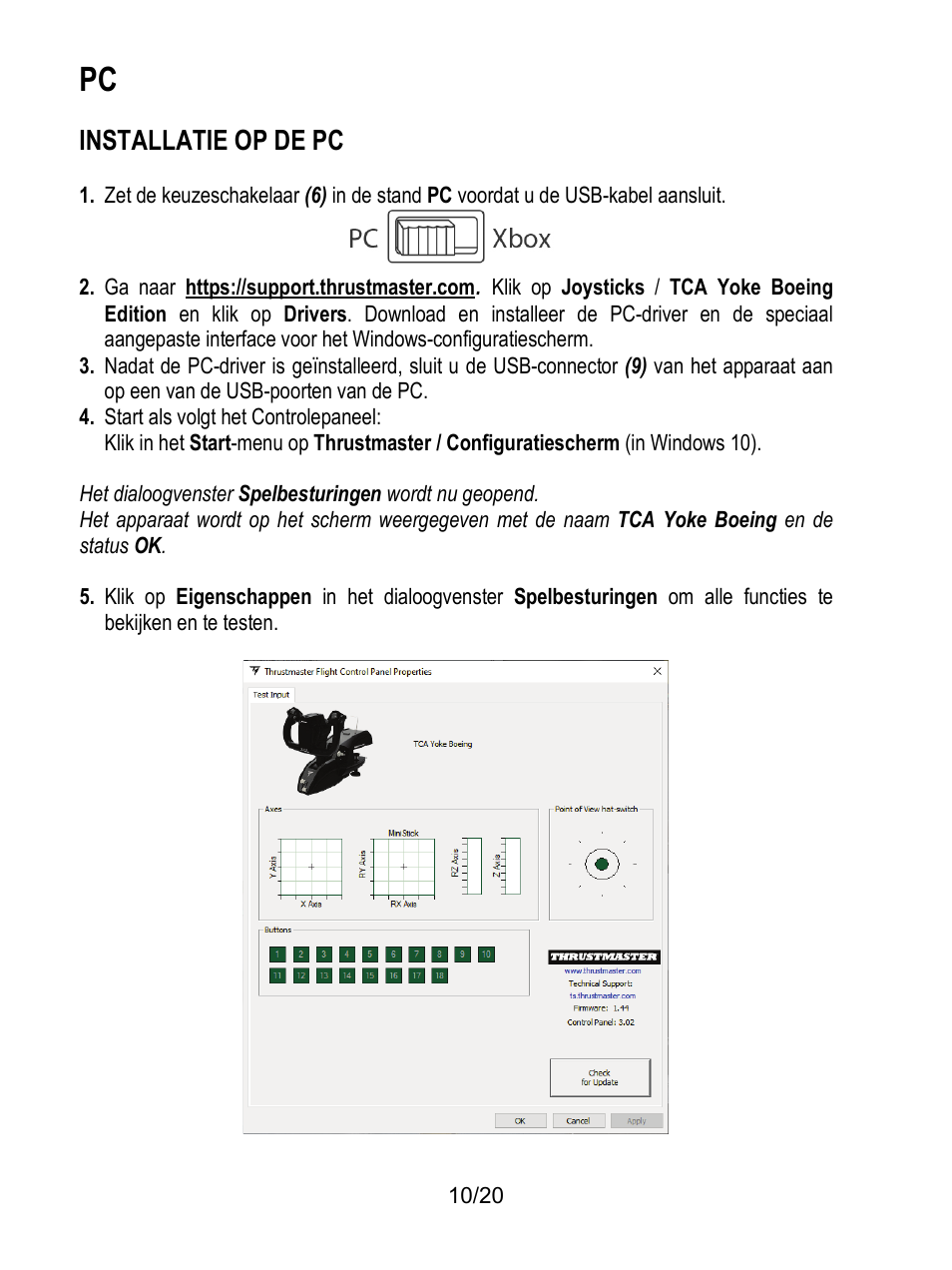 Installatie op de pc | Thrustmaster TCA Yoke Boeing Edition Flight Stick User Manual | Page 71 / 415