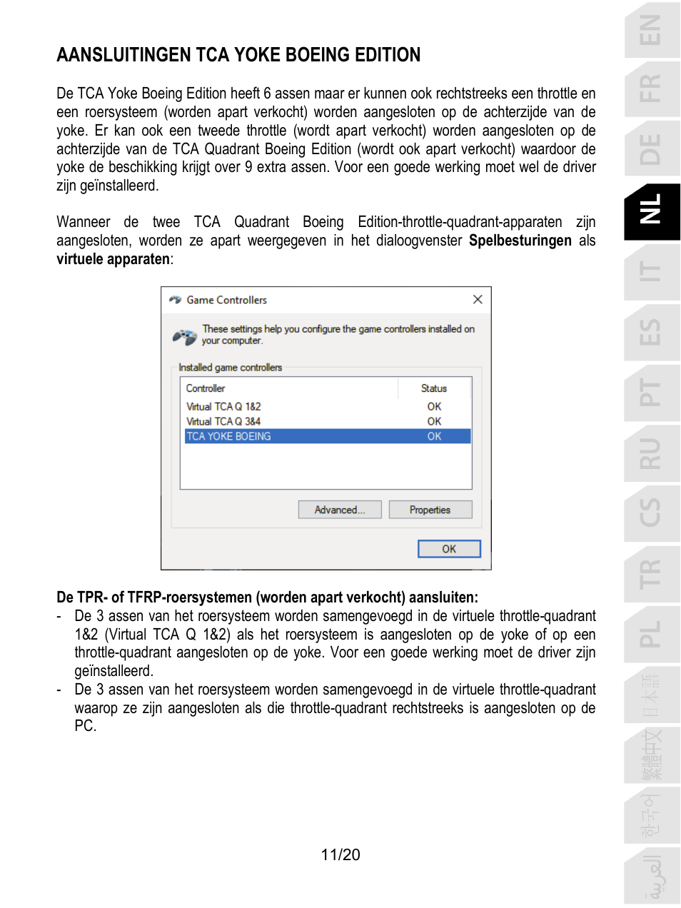 Aansluitingen tca yoke boeing edition | Thrustmaster TCA Yoke Boeing Edition Flight Stick User Manual | Page 72 / 415